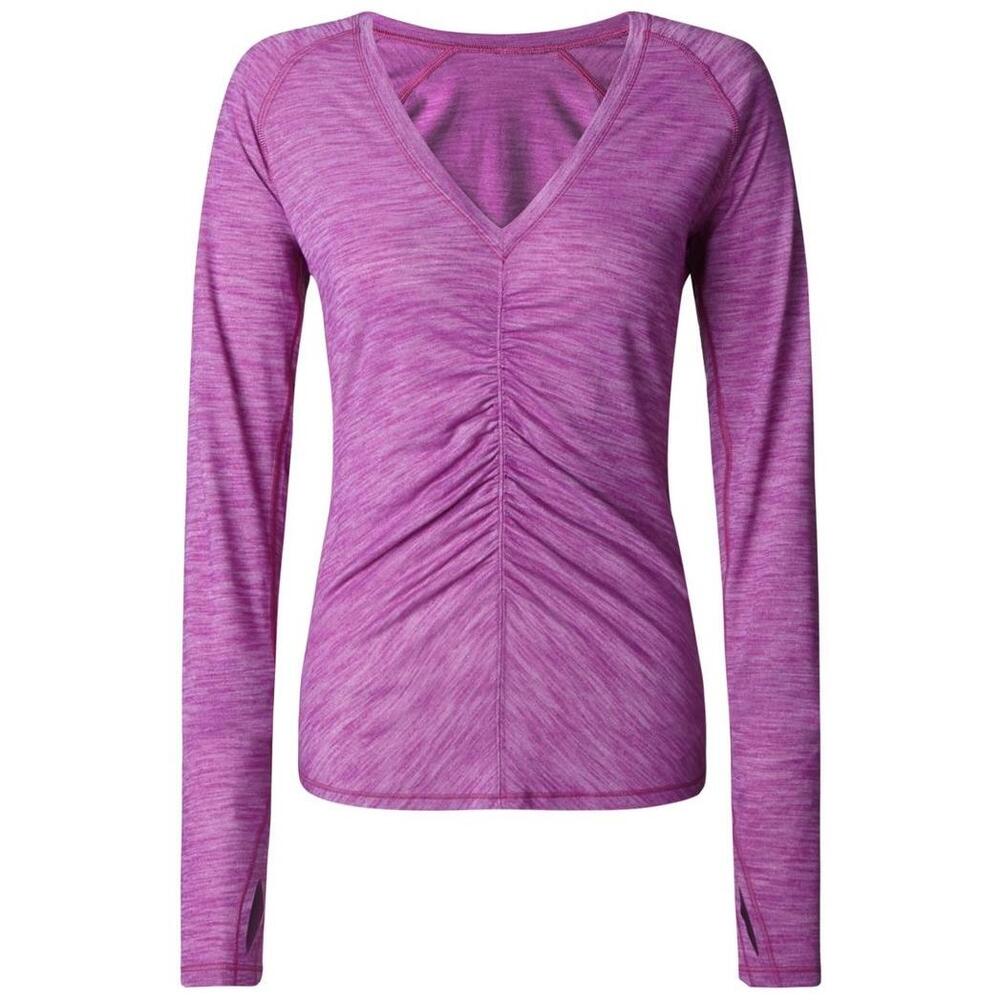 Lululemon Interval Long Sleeve Purple Ruched V-Neck Long Sleeve Shirt Top Size 4
